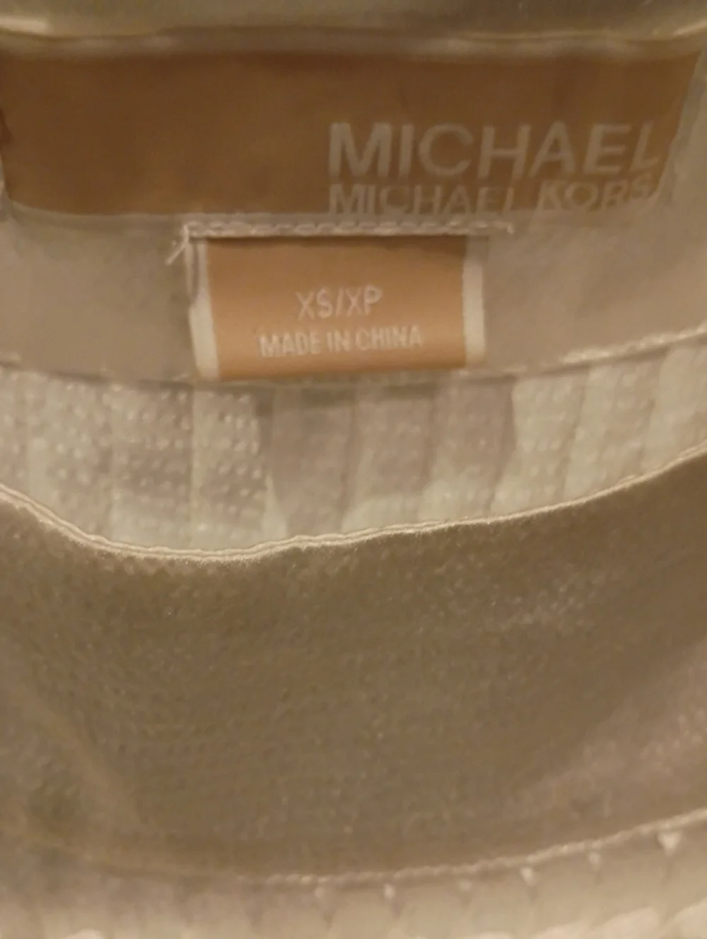 Michael Kors White Textured Shell Top w Black Embellishments